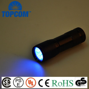 390~395nm 9 UV Flashlight LED Aluminum Mini Ultra Violet LED Flashlight 3xAAA